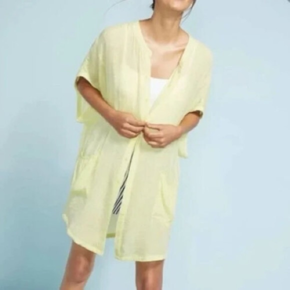 Anthropologie Saturday Sunday Size Small Kendra Neon Yellow Oversized Tunic - Picture 1 of 13